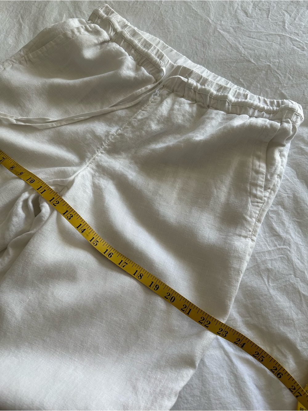 Charter Club White Cropped Linen Drawstring Pants, size medium - Picture 10 of 14